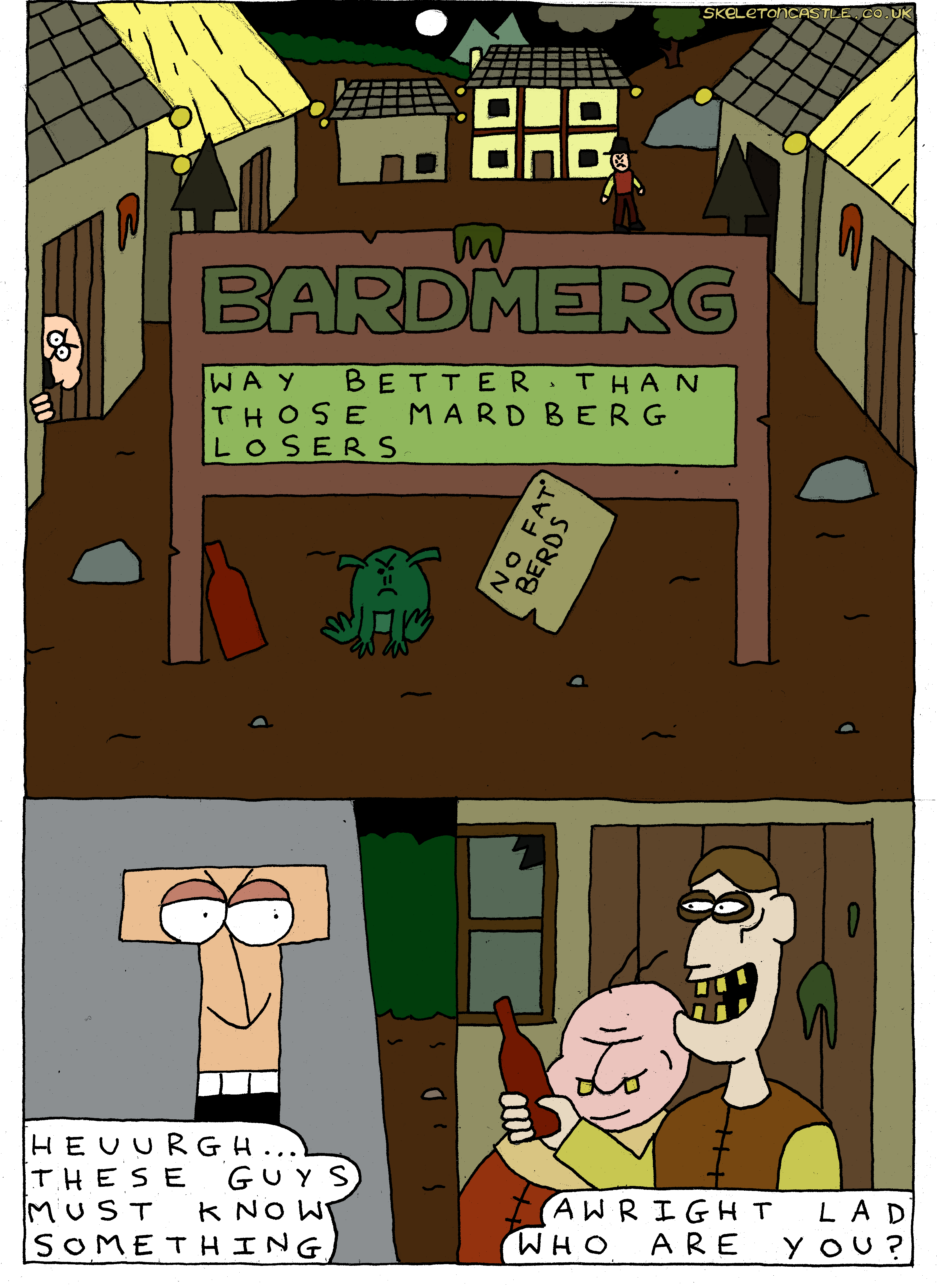 we get our first view of the ramshackle town of bardmerg