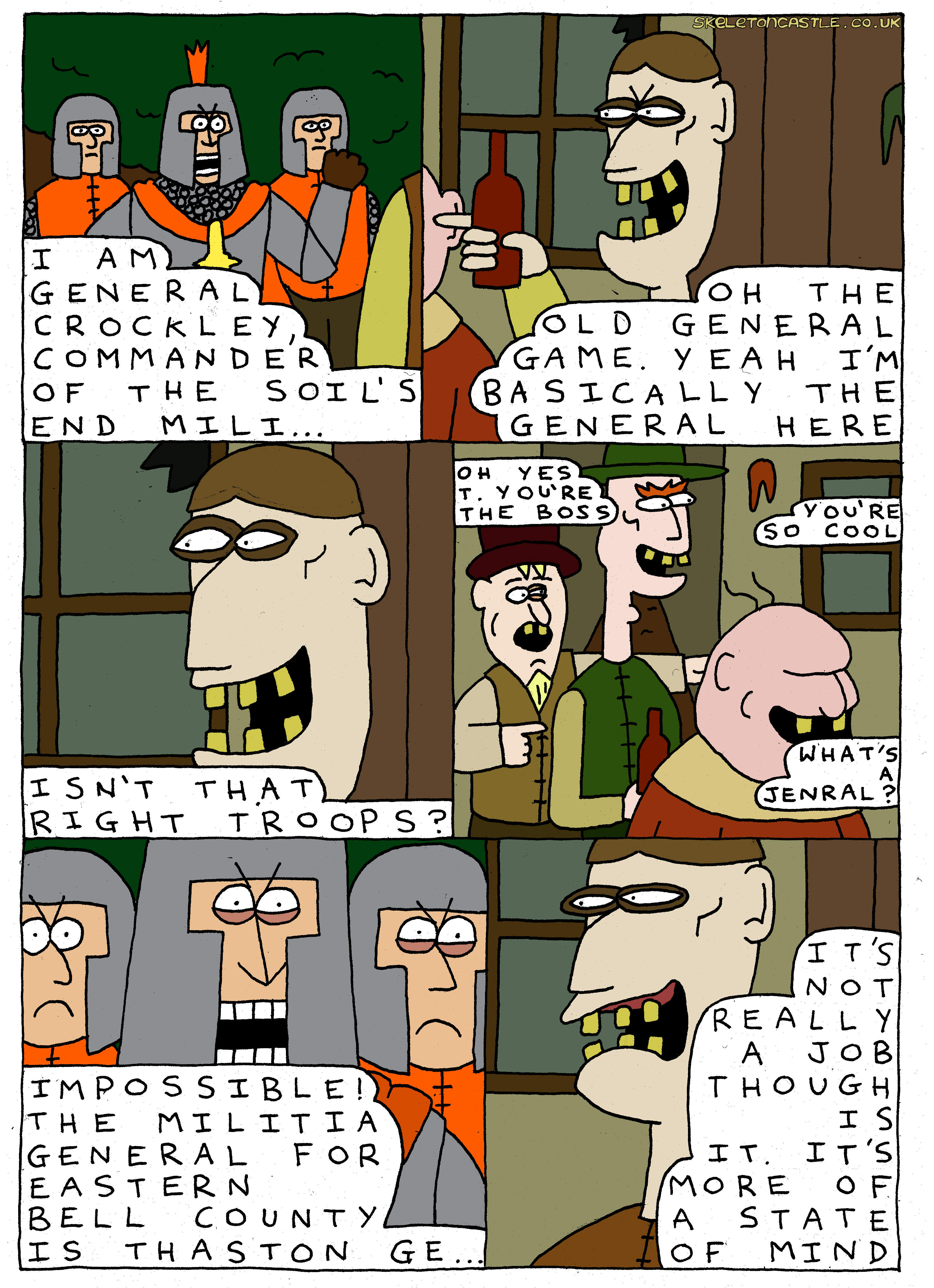 General Crockley talks with the awful citizens of Mardberg