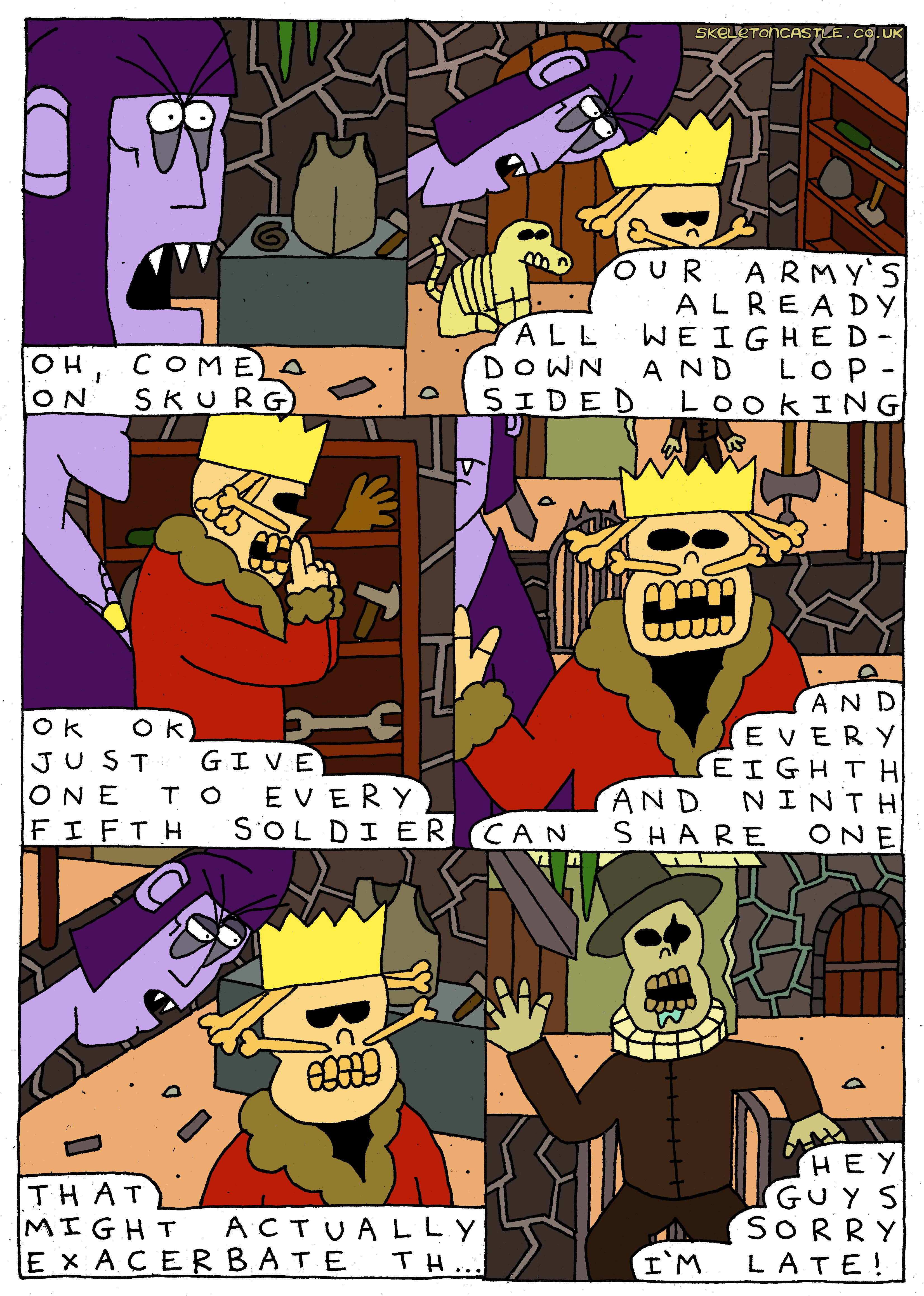 Zadgar talks skurgen out of getting a two handed sword for every soldier, they settle on one in five