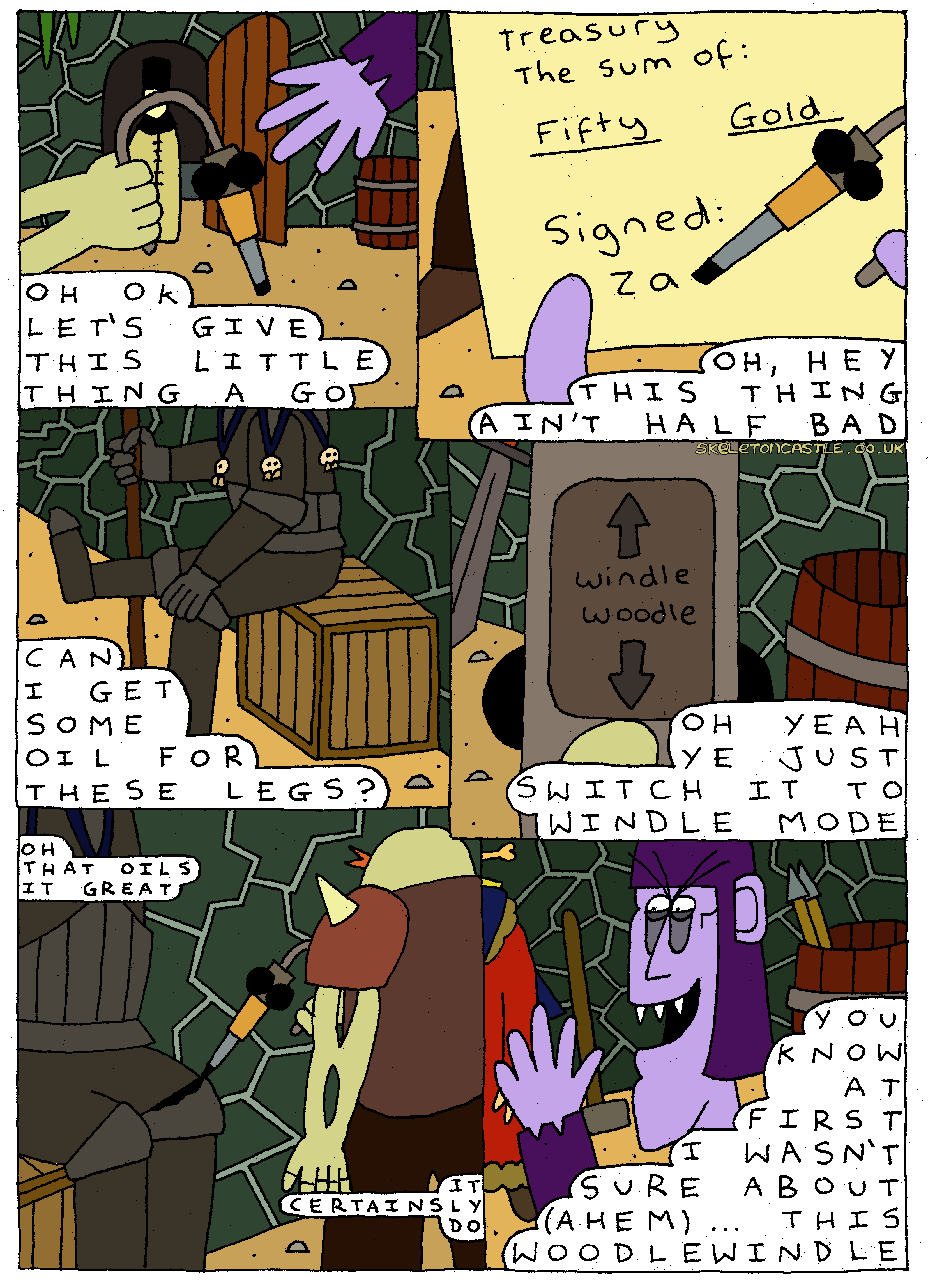 Lacking a pen they use thw woodlewindle to sign a cheque